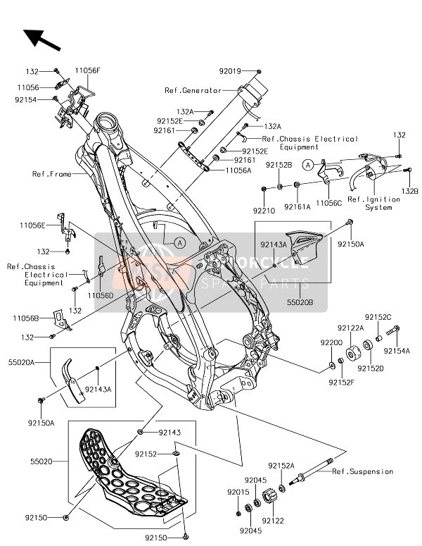 5502004436C, Guard,Engine,Lwr,Ebony, Kawasaki, 0