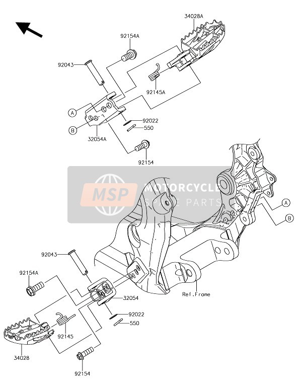 Kawasaki KX250F 2017 Footrests for a 2017 Kawasaki KX250F