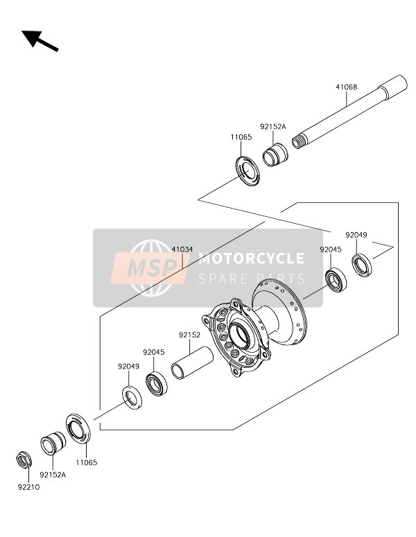 Kawasaki KX450F 2017 Buje delantero para un 2017 Kawasaki KX450F