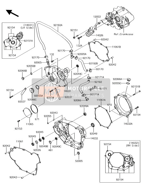 Kawasaki KLX450R  2018 Cubierta del motor(S) para un 2018 Kawasaki KLX450R 