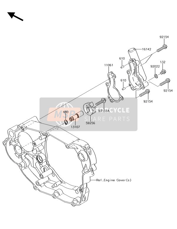 Kawasaki KLX450R  2018 Water Pump for a 2018 Kawasaki KLX450R 