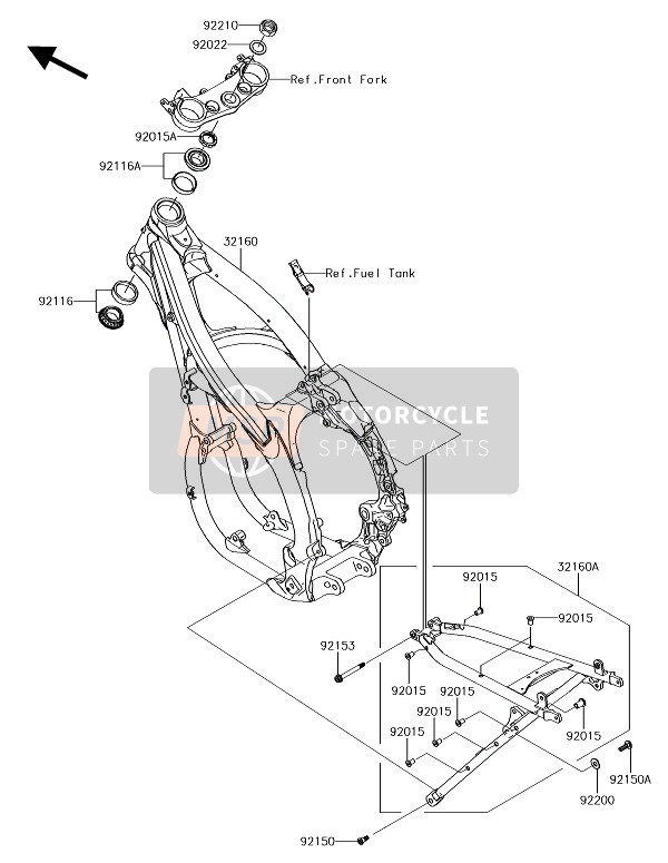 Kawasaki KLX450R  2018 Telaio per un 2018 Kawasaki KLX450R 