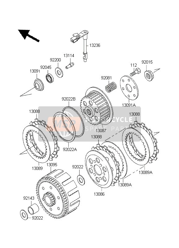 Kawasaki KLX250R 1995 Clutch for a 1995 Kawasaki KLX250R