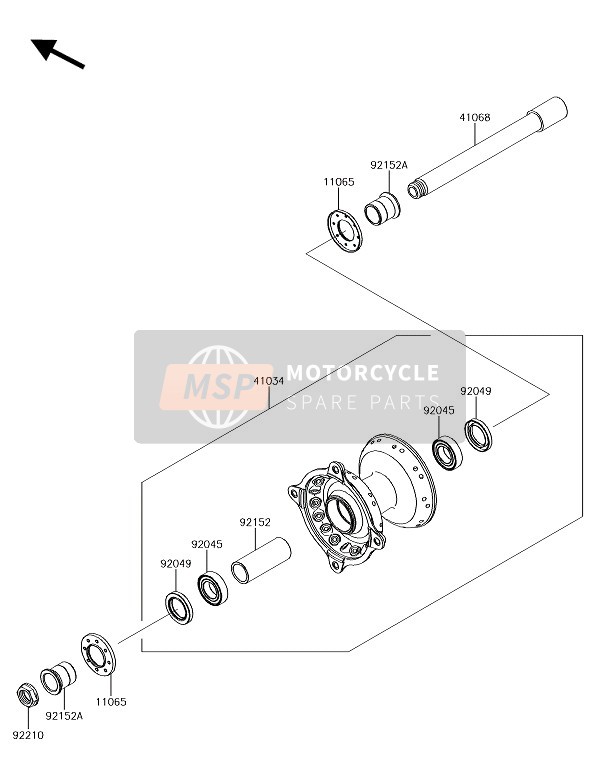 Kawasaki KX250F 2018 Buje delantero para un 2018 Kawasaki KX250F