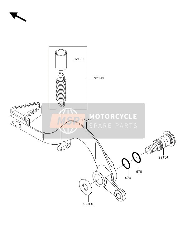 Kawasaki KX450F 2018 Brake Pedal for a 2018 Kawasaki KX450F