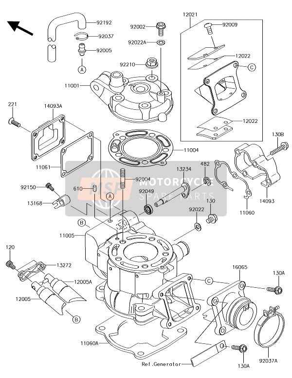 Kawasaki KX85-II 2018 Testata & Cilindro per un 2018 Kawasaki KX85-II