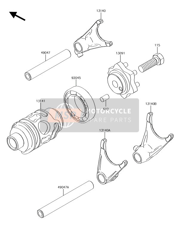 Kawasaki KX85-II 2018 Tamburo cambio marcia & Shift Fork(S) per un 2018 Kawasaki KX85-II