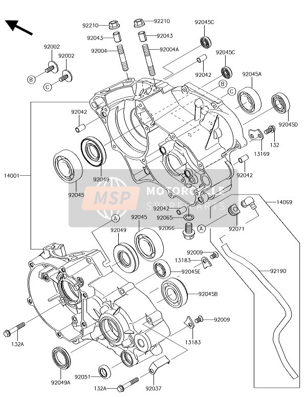 Kawasaki KX85-II 2018 Crankcase for a 2018 Kawasaki KX85-II