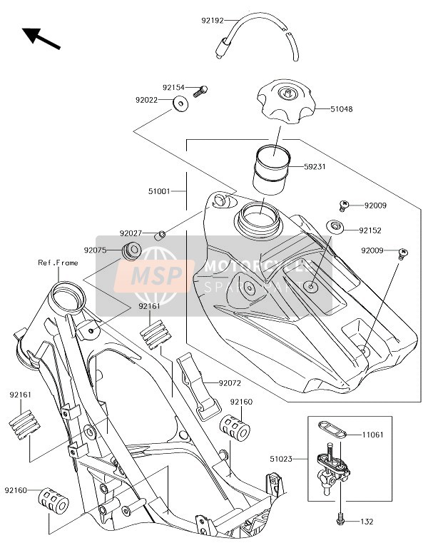 Kawasaki KX85-II 2018 Fuel Tank for a 2018 Kawasaki KX85-II