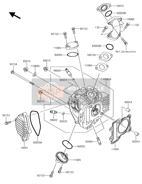 Kawasaki KLX110 2019 Cabeza de cilindro para un 2019 Kawasaki KLX110