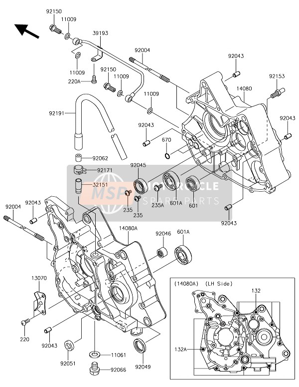 Kawasaki KLX110 2019 Carter voor een 2019 Kawasaki KLX110