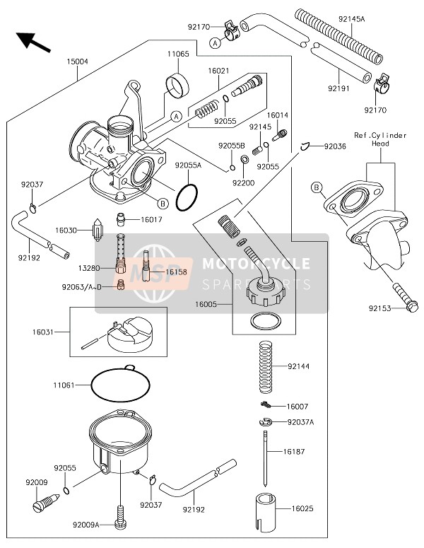 Kawasaki KLX110 2019 Carburateur voor een 2019 Kawasaki KLX110