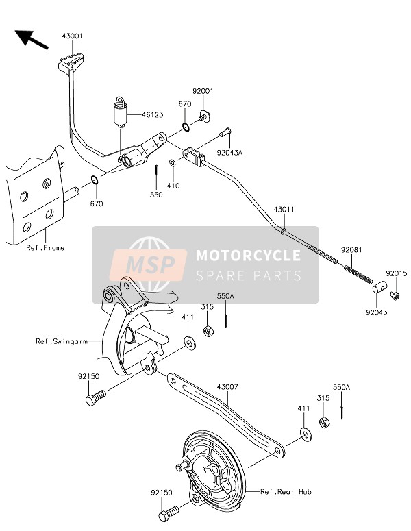 Kawasaki KLX110 2019 Rempedaal voor een 2019 Kawasaki KLX110