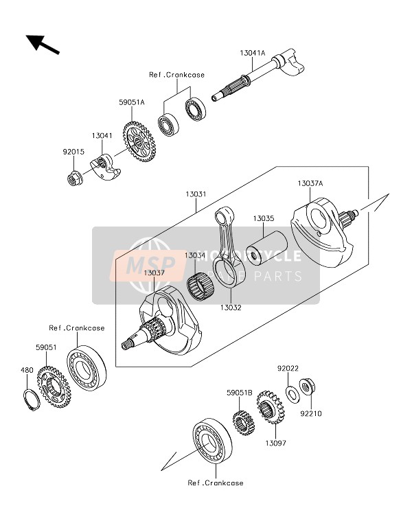 Kawasaki KLX450R  2019 Crankshaft for a 2019 Kawasaki KLX450R 