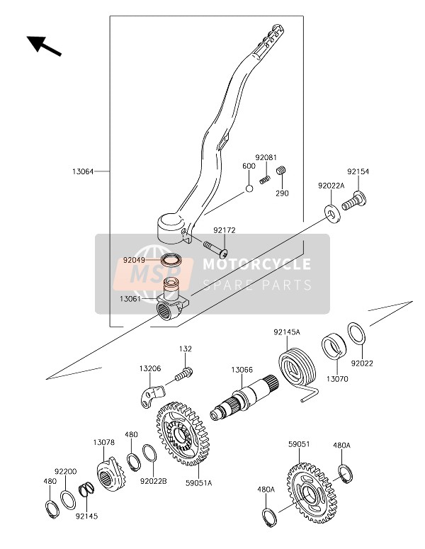 Kawasaki KLX450R  2019 Kick Start Mechanism for a 2019 Kawasaki KLX450R 