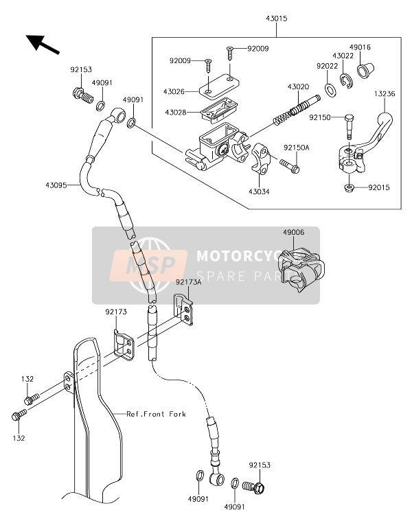 Kawasaki KLX450R  2019 Front Master Cylinder for a 2019 Kawasaki KLX450R 