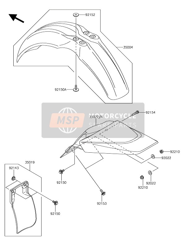 Kawasaki KX65 2019 KOTFLÜGEL für ein 2019 Kawasaki KX65