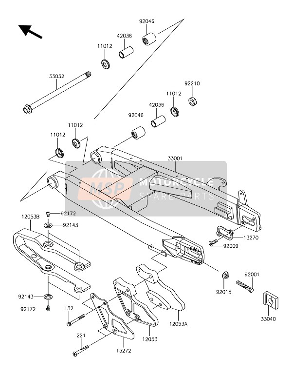 Kawasaki KX85-SW 2019 Brazo oscilante para un 2019 Kawasaki KX85-SW