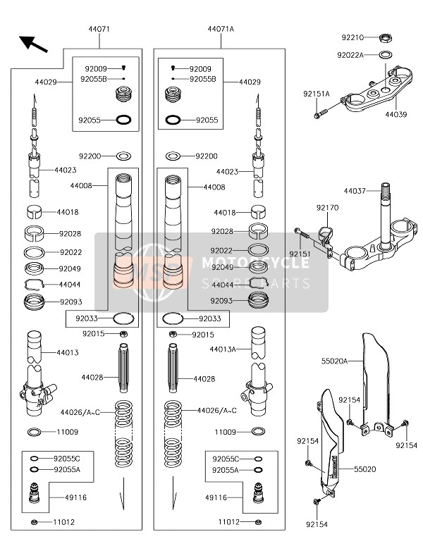 44071135956D, DAMPER-ASSY, Fork, Lh, Silve, Kawasaki, 0