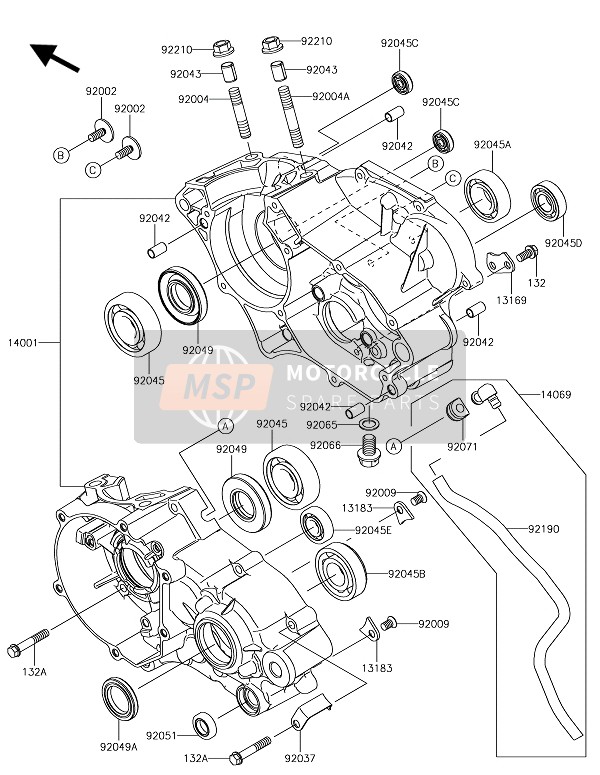 Kawasaki KX85-II (LW) 2019 Crankcase for a 2019 Kawasaki KX85-II (LW)