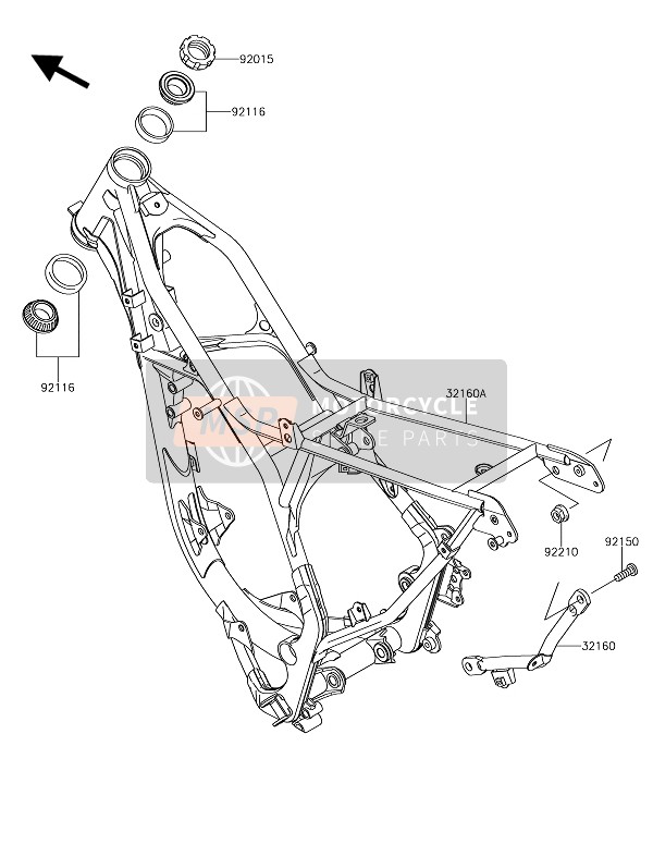 Kawasaki KX85-II (LW) 2019 Frame for a 2019 Kawasaki KX85-II (LW)