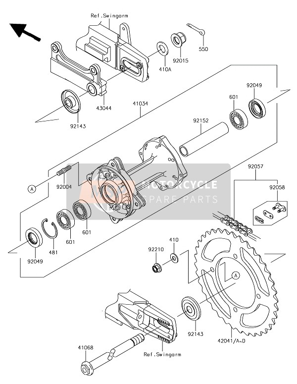 Kawasaki KX85-II (LW) 2019 Achternaaf voor een 2019 Kawasaki KX85-II (LW)