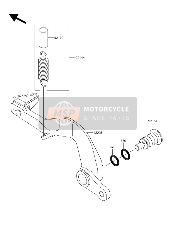 Kawasaki KX85-II (LW) 2019 Bremspedal für ein 2019 Kawasaki KX85-II (LW)