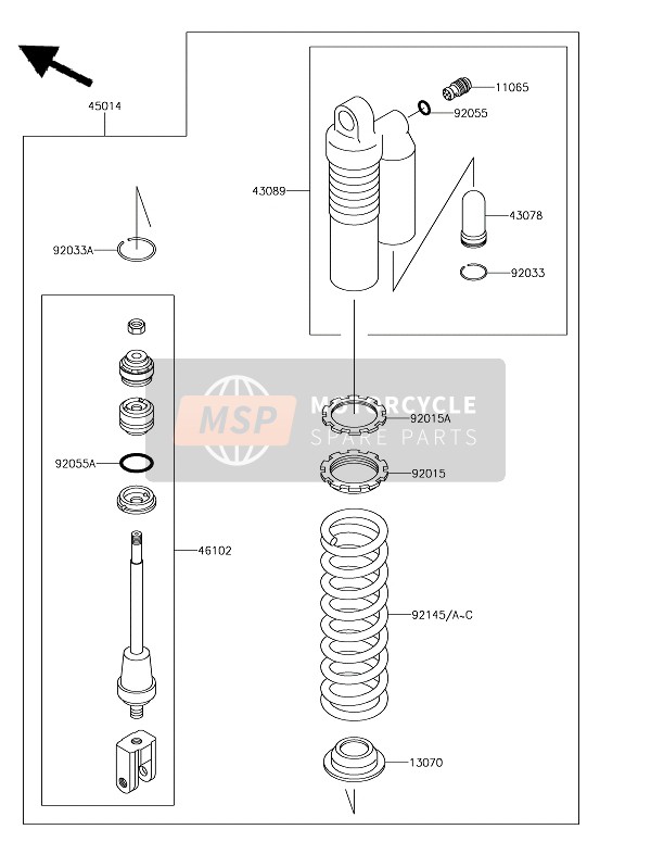 45014056252M, Shockabsorber, BLACK+GRN, Kawasaki, 0