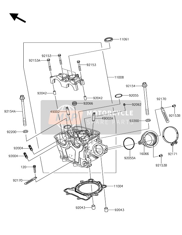 Kawasaki KX250 2019 Cabeza de cilindro para un 2019 Kawasaki KX250