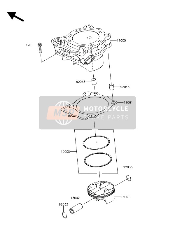 Kawasaki KX250 2019 Cilindro & Pistone per un 2019 Kawasaki KX250