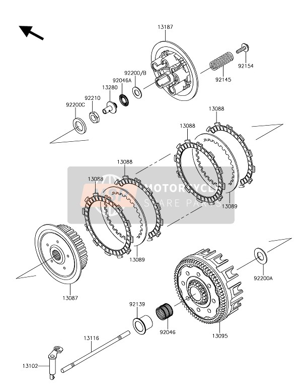 Kawasaki KX250 2019 Clutch for a 2019 Kawasaki KX250