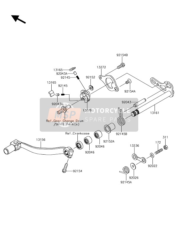 Kawasaki KX250 2019 Mécanisme de changement de vitesse pour un 2019 Kawasaki KX250