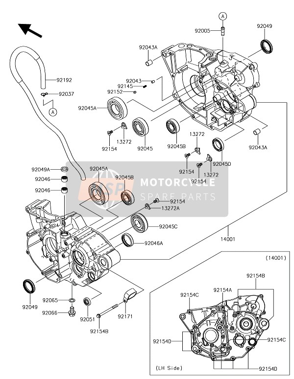 Kawasaki KX250 2019 Kurbelgehäuse für ein 2019 Kawasaki KX250