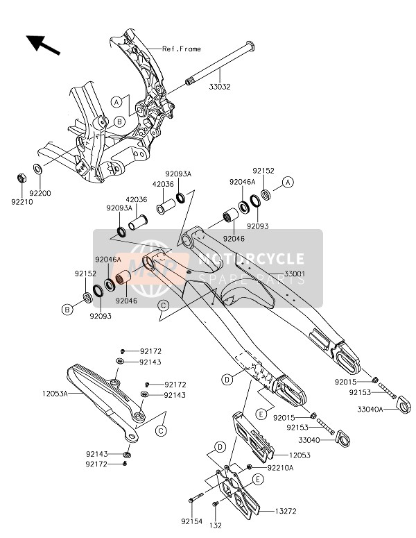 Kawasaki KX250 2019 Zwenkarm voor een 2019 Kawasaki KX250