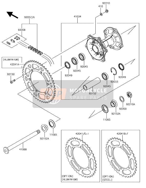 Kawasaki KX250 2019 Rear Hub for a 2019 Kawasaki KX250