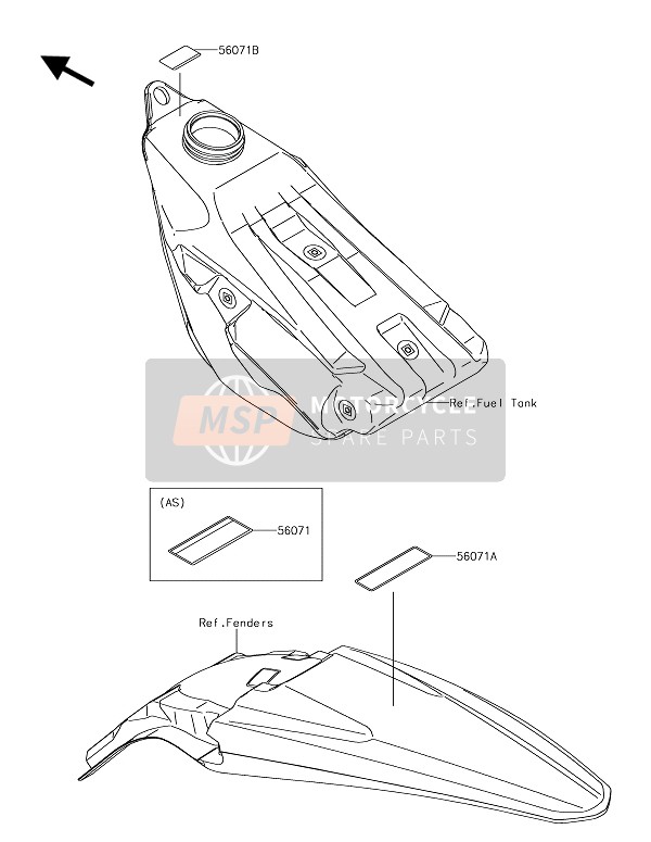 Kawasaki KX250 2019 Etiketten voor een 2019 Kawasaki KX250