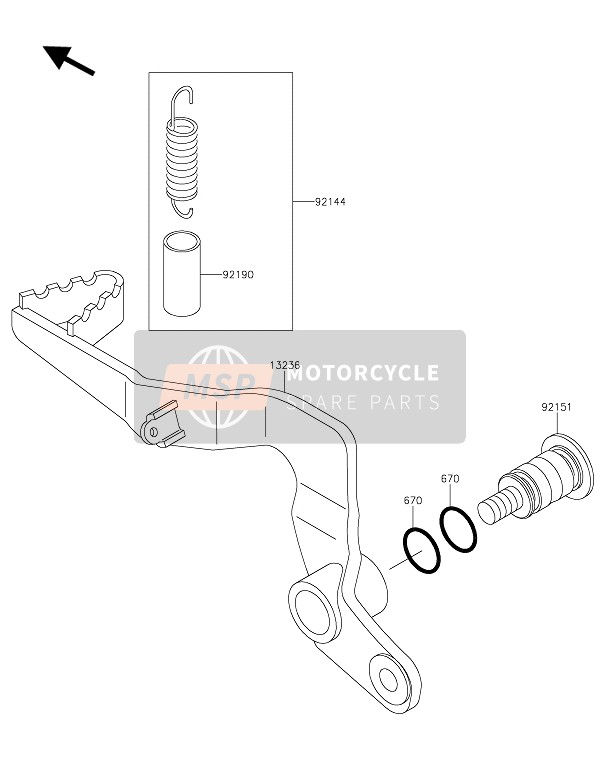 Kawasaki KX65 2020 Brake Pedal for a 2020 Kawasaki KX65