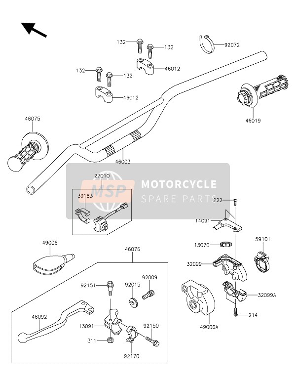 Kawasaki KX65 2020 Guidon pour un 2020 Kawasaki KX65