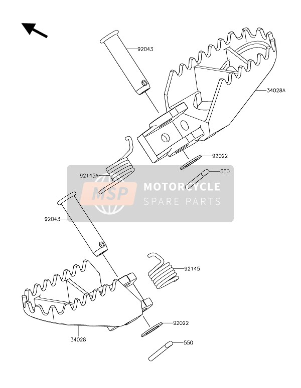 Kawasaki KX85-SW 2020 Poggiapiedi per un 2020 Kawasaki KX85-SW