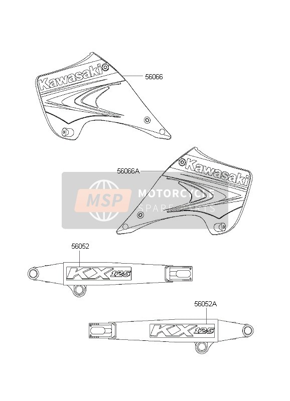 Kawasaki KX125 2003 Calcomanías para un 2003 Kawasaki KX125