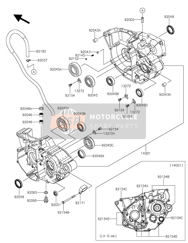 Kawasaki KX250 2020 Carter voor een 2020 Kawasaki KX250