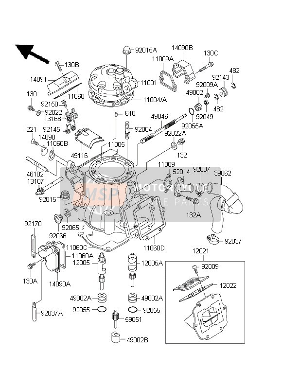 Kawasaki KX250 2003 Cylinder Head & Cylinder for a 2003 Kawasaki KX250