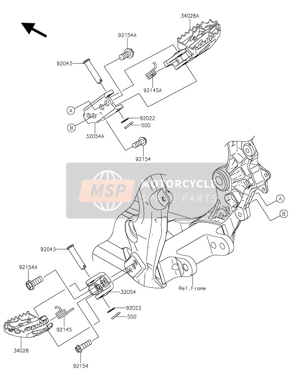 Kawasaki KX250 2020 Footrests for a 2020 Kawasaki KX250