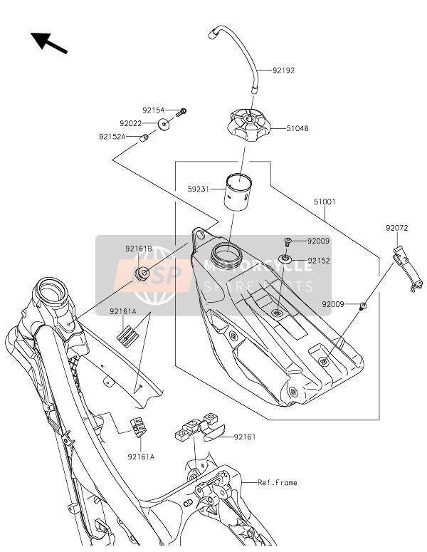 Kawasaki KX250 2020 Fuel Tank for a 2020 Kawasaki KX250