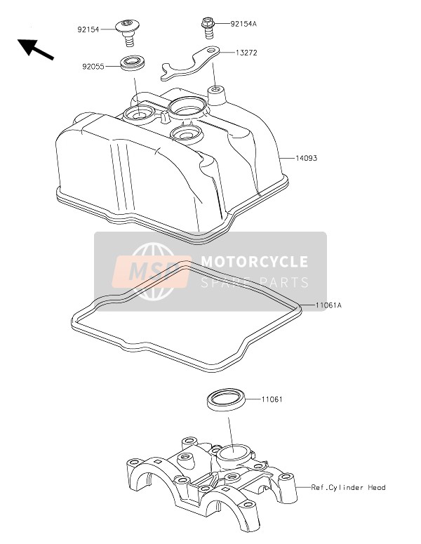 Kawasaki KX450 2020 Cilinderkopdeksel voor een 2020 Kawasaki KX450