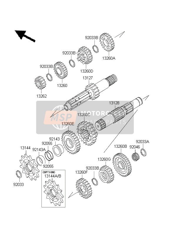 132601965, Gear,Output 2ND,23T, Kawasaki, 1