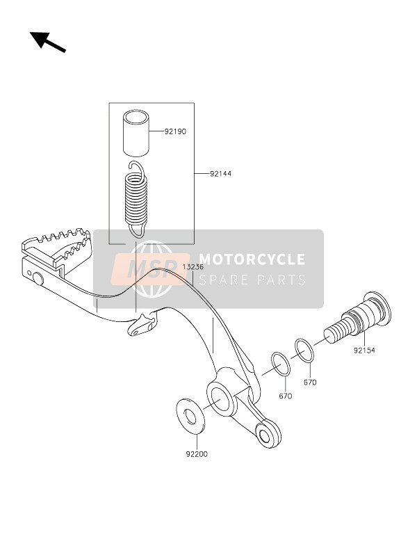 Kawasaki KX450 2020 Rempedaal voor een 2020 Kawasaki KX450