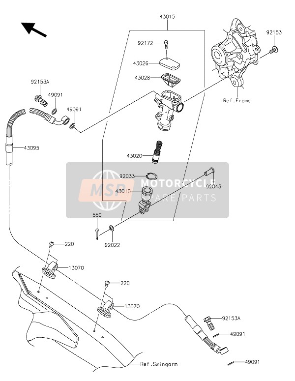 Kawasaki KX450 2020 Cilindro maestro trasero para un 2020 Kawasaki KX450