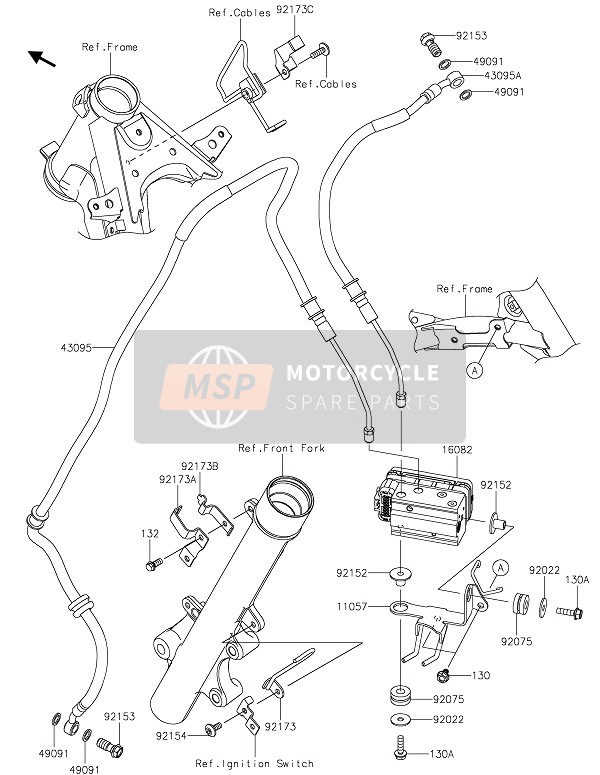 430951644, HOSE-BRAKE,Abs UNIT-FR Caliper, Kawasaki, 0