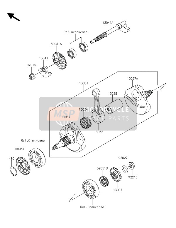 Kawasaki KLX450R  2021 CRANKSHAFT for a 2021 Kawasaki KLX450R 